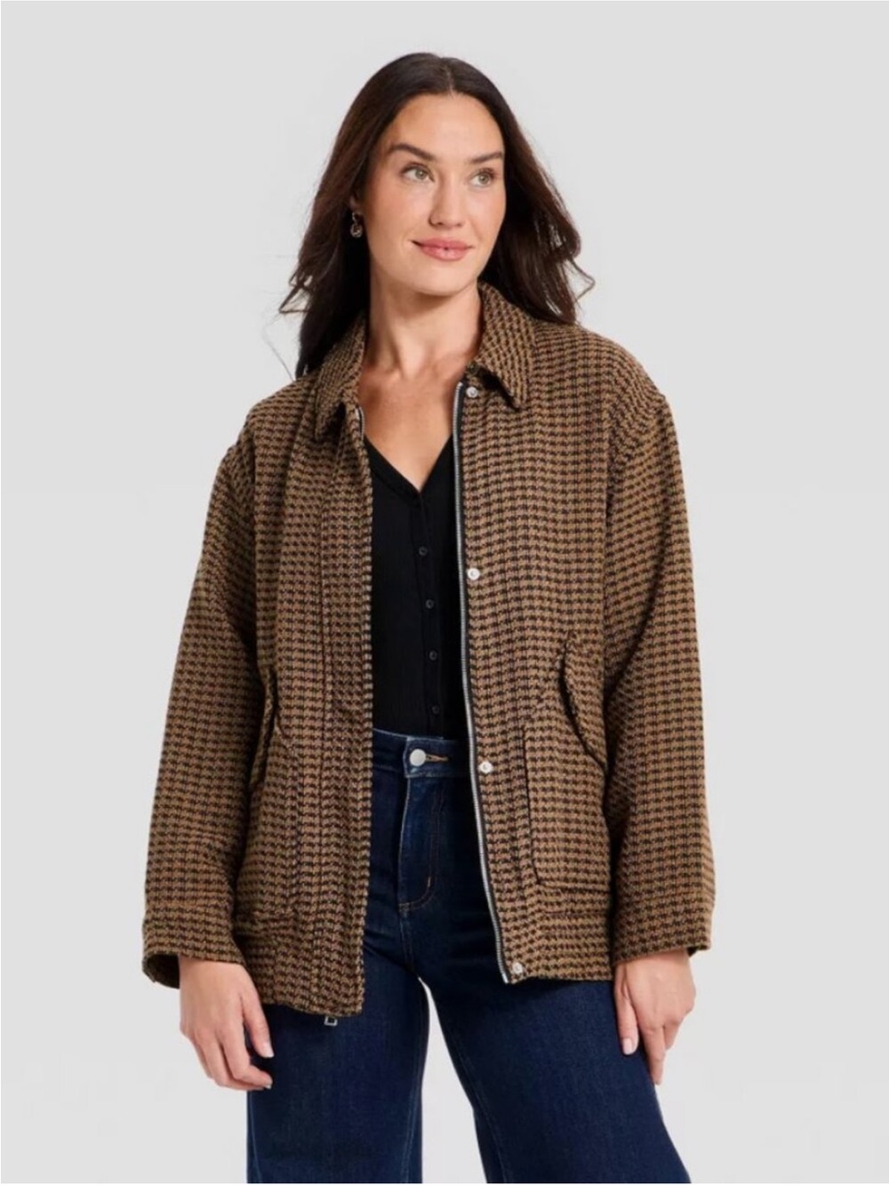 NWT barn jacket by Universal Thread Browns Houndstooth Utility Jacket